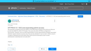 HP PPM 9.13 - SSO and separating admin access - Micro Focus ...