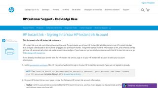 HP Instant Ink - Signing In to Your HP Instant Ink Account ... - HP Support