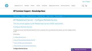 HP MediaSmart Server - Configure Remote Access | HP® Customer ...