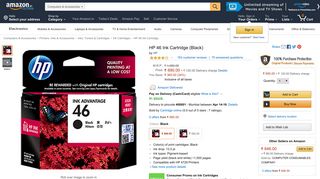 Amazon.in: Buy HP 46 Ink Cartridge (Black) Online at Low Prices in ...
