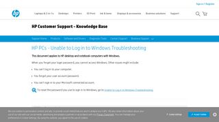 HP PCs - Unable to Log in to Windows Troubleshooting - HP Support