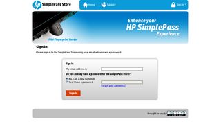 HP SimplePass Store - LoginSign Up User Account