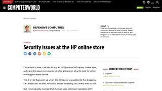 Security issues at the HP online store | Computerworld
