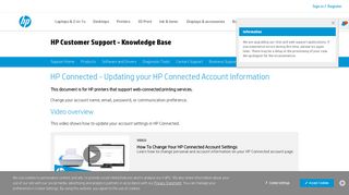 HP Connected - Updating your HP Connected Account ... - HP Support