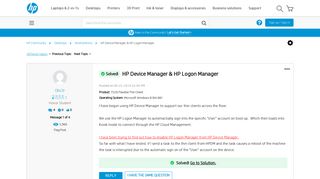 Solved: HP Device Manager & HP Logon Manager - HP Support ...