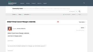 default Virtual Connect Manager credentials - Hewlett Packard ...