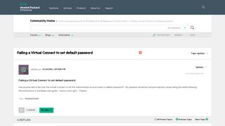 Failing a Virtual Connect to set default password - Hewlett Packard ...