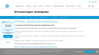 HP Printers - Cannot Connect to Web Services | HP® Customer Support