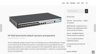 HP 1920 Series Switch default username and password | Problem ...