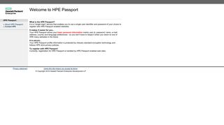 HPE Passport - Welcome Page