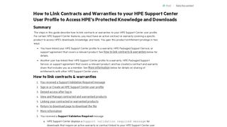 How to Link Contracts and Warranties to your HPE Support Center ...