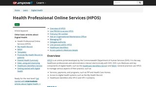 Health Professional Online Services (HPOS) | ImproveIT for GPs