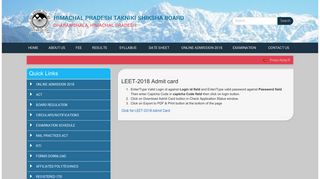 LEET-2018 Admit card | Himachal Pradesh Takniki Shiksha Board ...