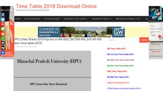 HPU Date Sheet 2019 2nd 4th 6th Sem BA BSC BCOM Exam Date