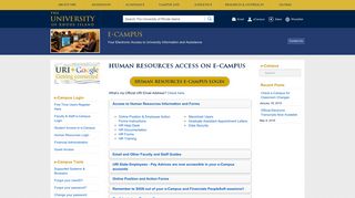 Human Resources Access on e-Campus - University of Rhode Island