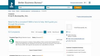 H & R Accounts, Inc. | Complaints | Better Business Bureau® Profile