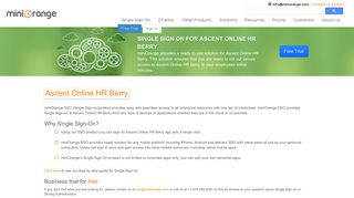 Single Sign On(SSO) solution for Ascent Online HR Berry - miniOrange
