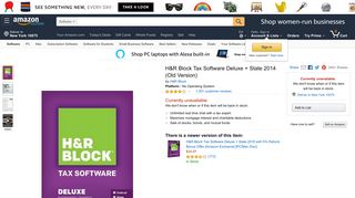 Amazon.com: H&R Block Tax Software Deluxe + State 2014 (Old ...