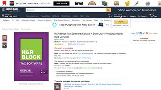 Amazon.com: H&R Block Tax Software Deluxe + State 2014 Win ...