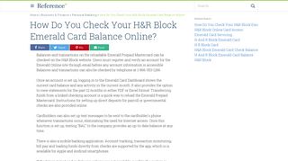 How Do You Check Your H&R Block Emerald Card Balance Online ...