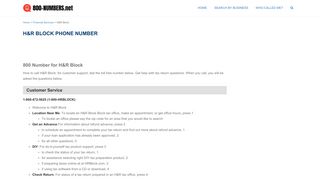 H&R Block Phone Number - Customer Service - 800 Number