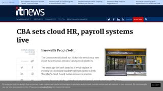 CBA sets cloud HR, payroll systems live - Finance - iTnews