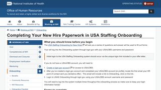 USA Staffing Onboarding - NIH HR