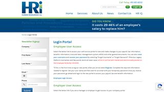 Login Portal - Human Resources inc. - HRi Online