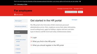 Get started in the HR portal - For employees - University of Oslo