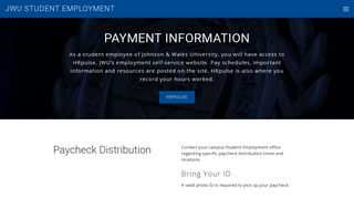Payment Information — JWU Student Employment