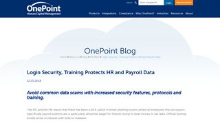 Login Security, Training Protects HR and Payroll Data - OnePoint HCM