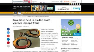 Rs 446 crore Vintech Shoppe fraud: Two more held in ... - Times of India