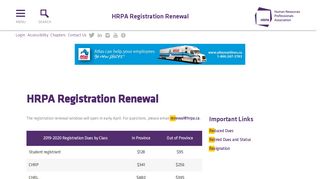 Membership HRPA Membership Renewal