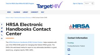 HRSA Electronic Handbooks Contact Center | TargetHIV