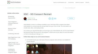 HSC - HS Connect Restart – Customer Care