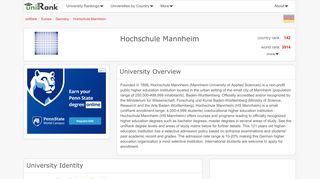 Hochschule Mannheim | Ranking & Review - uniRank