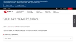 Credit Card Repayment Options | Help & Support - HSBC UK