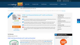 HSBC Cash Rewards Mastercard(R) credit card Review by CardRatings