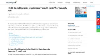 HSBC Cash Rewards Mastercard® credit card: Worth Apply For ...