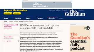 HSBC error means we can't update our son's child trust fund data ...