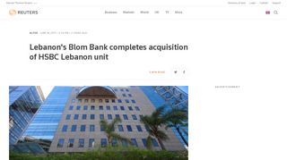 Lebanon's Blom Bank completes acquisition of HSBC Lebanon unit ...