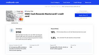 HSBC Cash Rewards Mastercard® credit card - Apply Online