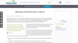 HSBC Opens New NRI Rep Office in California | Business Wire