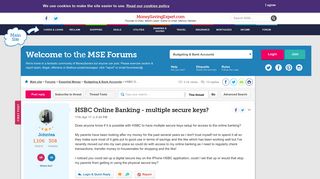 HSBC Online Banking - multiple secure keys? - MoneySavingExpert ...