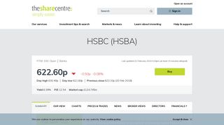 HSBC (HSBA) Share Price and Information | The Share Centre