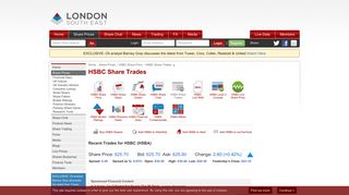 HSBC Recent Trades. HSBA Trade Information. Recent Share Trades ...