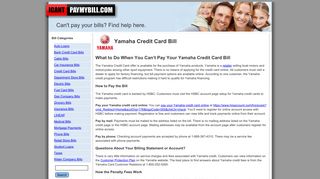Yamaha Credit Card Bill | - ICantPayMyBill.com