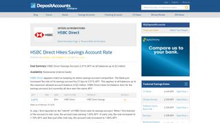 HSBC Direct Hikes Savings Account Rate - Deposit Accounts