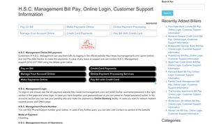 HSC Management Bill Pay, Online Login, Customer Support Information