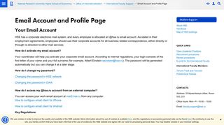 Email Account and Profile Page – International Faculty Support ...